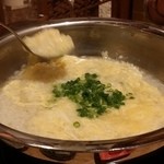 とらふぐ城 - 【H27.12.31】特大てっちり→雑炊。お葱投入。