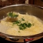 とらふぐ城 - 【H27.12.31】特大てっちり→雑炊。お葱投入。