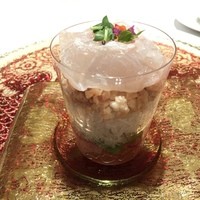 京 静華 - ヒラメ、野菜、ナッツの中華風パフェ仕立て