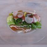 鰤のカルパッチョ、生姜の香りのソース(2016.01)