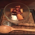 杏's cafe - バナナの揚げ春巻きと杏仁アイス