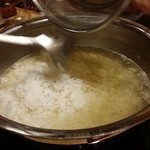 とらふぐ城 - 【H27.12.31】特大てっちり→雑炊。お米投入。