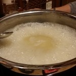 とらふぐ城 - 【H27.12.31】特大てっちり→雑炊。攪拌。