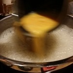 とらふぐ城 - 【H27.12.31】特大てっちり→雑炊。卵投入。