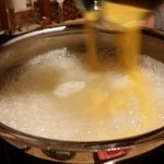 とらふぐ城 - 【H27.12.31】特大てっちり→雑炊。卵投入。