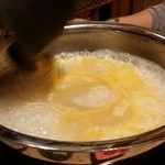 とらふぐ城 - 【H27.12.31】特大てっちり→雑炊。卵投入。