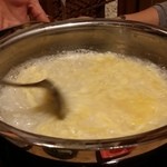 とらふぐ城 - 【H27.12.31】特大てっちり→雑炊。卵投入。