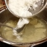 とらふぐ城 - 【H27.12.31】特大てっちり→雑炊。お米投入。