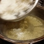 とらふぐ城 - 【H27.12.31】特大てっちり→雑炊。お米投入。