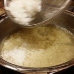 とらふぐ城 - 【H27.12.31】特大てっちり→雑炊。お米投入。