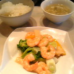 Chinese Dining Ikegame - 芝海老とブロッコリーの塩炒めランチセット