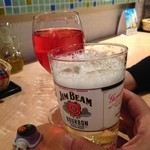 Espetalia - H.28.1.7.昼 超炭酸ジムビームゼウスハイボール 480円税込 vs 食前の美容ハーブティー(ローズヒップ・野菜が20品目のたっぷりサラダランチ 1,000円税込) de 乾杯♪