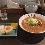すみれ - ラー博は俺の社員食堂。  平日限定、味噌ラーメソランチ！  今日は昨年12月より登場した焼きおにぎりを選択。イイね！ 