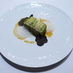 レストラン タテル ヨシノ 銀座 - チリメンキャベツ、フォアグラ、黒トリュフのテリーヌ