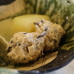 わらび野 - 名古屋コーチンのつくねと夕顔の煮物（2014/9）