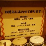 ラーメン 洞くつ家 - 六角家系譜の油抜き表示があります。