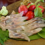 わらび野 - 岩魚のお造り、蕗味噌和え（2015/5）