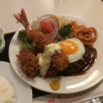 キッチンスズキ - 16.1.05.海老フライ、ハンバーグ、カキフライ定食
