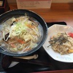 いせはら - 野菜塩ラーメン+ミニチャーハンセット(H27.12.28)