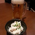 Izakaya Hanamaru Tei - お通し＆ビール