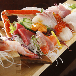 Assorted sashimi of the day, delivered directly from the fishing port in the morning