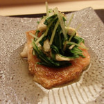 根室キンキ塩焼き、水菜、京揚げ