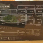 カウリキッチン - 料金表。