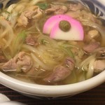 ふる里うどん  - 親鶏とヒナ鶏の２種類の食感、そして添えられた柚子胡椒の風味が素晴らしいです＾＾