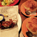 ソフトシェルクラブ税込780円 と ロブスタービスクのパイ包み税込680円×2