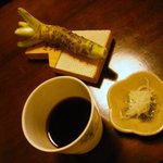 手打ち蕎麦 かね井 - ざるそばの薬味とつゆ