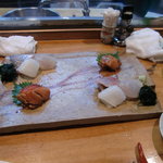 志づ香 - 刺身　金目のづけ・すずき・あおりいか・あじ・アオサのり