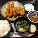 カルマ - 料理写真:海老フライ、ヒレカツ定食960円