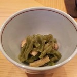 Shintomi Nagumo - （2016/1  訪問）だし茶漬け定食。山くらげと京揚げの煮浸し。