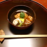 虎屋 壺中庵 - 海老 蓮根饅頭 椎茸のお椀