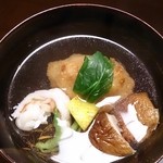 虎屋 壺中庵 - 海老 蓮根饅頭 椎茸のお椀