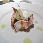 レストラン コバヤシ - 京都府産子持ちヤリイカの温製　タケノコ添え　マッシュルームのソース