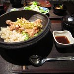 なっぱjuicy - 鶏のから揚げ自家製ネギソースごはん定食です