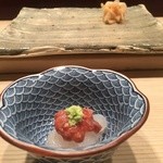 銀座 鮨 かねさか - 白海老と鯛の酒盗