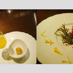 レストラン ナガタケ - 前菜とみかんジュース、冷たいオードブル１皿目