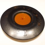 アビス - ランチコース 5100円 のスープ・ド・ポワソン カサゴや鯛など7種類、オマール海老、スパイス、オレンジ