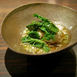 わさ - のどぐろの山椒風味、炒めたほうれん草をあしらって...