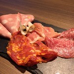 イタリア産生ハム、サラミの盛り合わせ