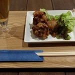 JapaneseBarKATSU - 【H27.1.16】＠１階。先ずはハートランド生と唐揚げから(^^ゞ