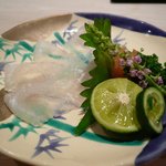 くろぎ - 真子鰈の薄造り　ちり酢　
