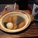 Sobadokoro Maruhana - 蕎麦湯割りの焼酎！このおでん472円って、安くないですか！