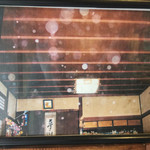 とんかつ春 - お店の入り口に飾られている写真。座敷童に逢える宿で有名な緑風荘で撮った写真だそう。オーヴがいっぱい！