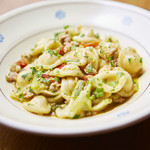 Orecchiette Homemade sausage, cherry tomatoes, and vegetable sauce