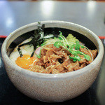 くるまや - お肉と月見山かけうどん☆