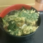 六花そば - 春菊天うどん。丼を覆いつくす春菊天が80円は嬉しい