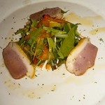 湯布院温泉　御宿　由布乃庄 - 箸休めに鴨肉サラダが出てきました。